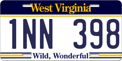WV license plate 1NN398