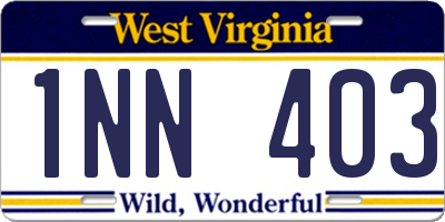 WV license plate 1NN403