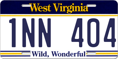 WV license plate 1NN404