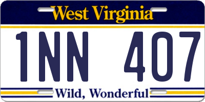 WV license plate 1NN407