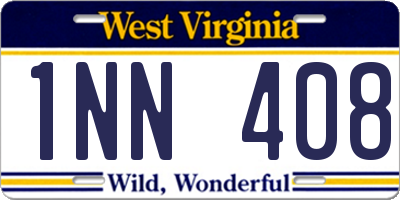 WV license plate 1NN408