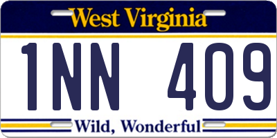 WV license plate 1NN409
