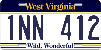 WV license plate 1NN412