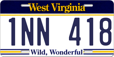 WV license plate 1NN418