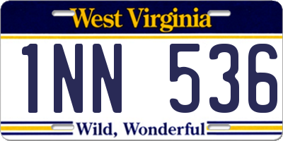 WV license plate 1NN536