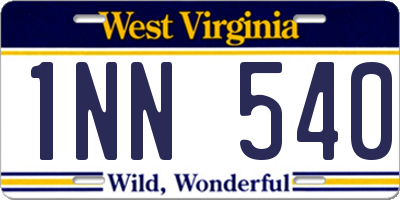 WV license plate 1NN540