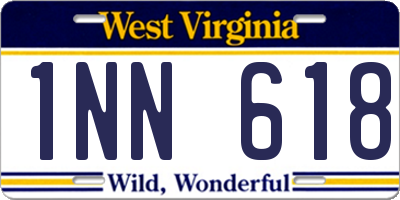 WV license plate 1NN618