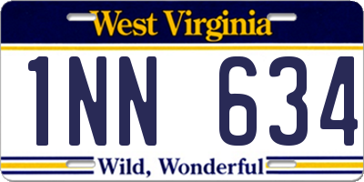 WV license plate 1NN634