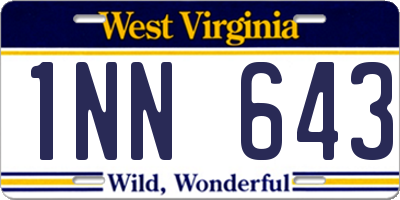 WV license plate 1NN643