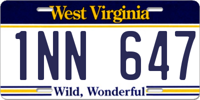 WV license plate 1NN647