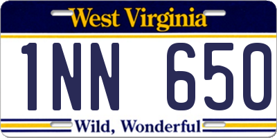 WV license plate 1NN650