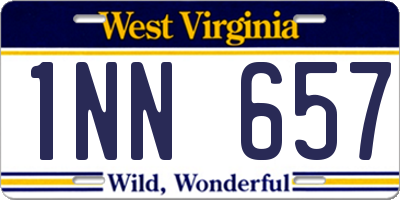 WV license plate 1NN657
