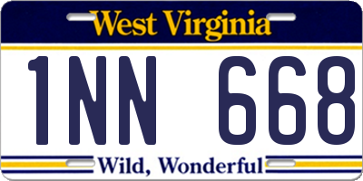 WV license plate 1NN668