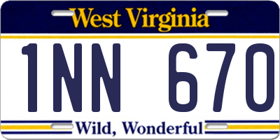 WV license plate 1NN670