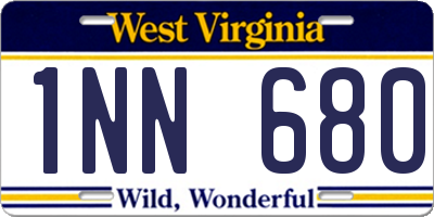 WV license plate 1NN680