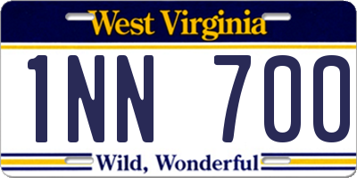 WV license plate 1NN700
