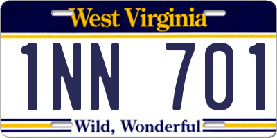 WV license plate 1NN701