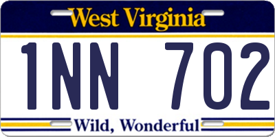WV license plate 1NN702
