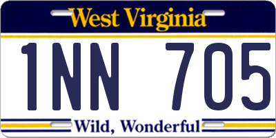 WV license plate 1NN705