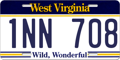 WV license plate 1NN708