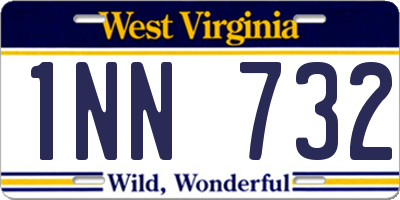 WV license plate 1NN732