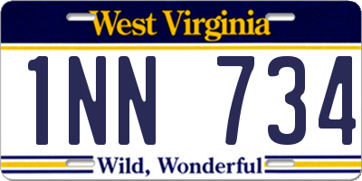 WV license plate 1NN734