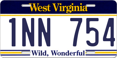 WV license plate 1NN754