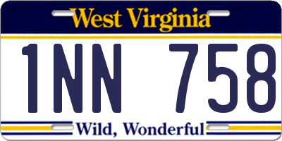WV license plate 1NN758