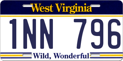 WV license plate 1NN796