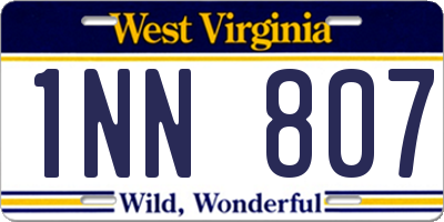 WV license plate 1NN807