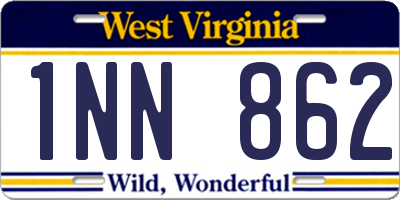 WV license plate 1NN862