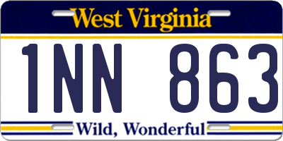WV license plate 1NN863