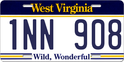 WV license plate 1NN908