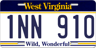 WV license plate 1NN910