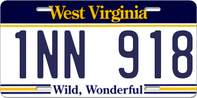WV license plate 1NN918