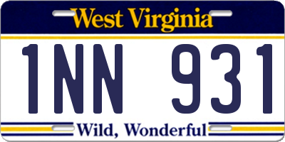 WV license plate 1NN931