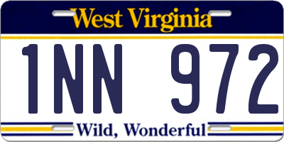 WV license plate 1NN972