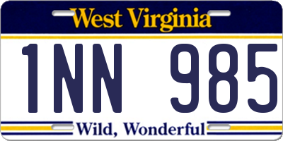 WV license plate 1NN985