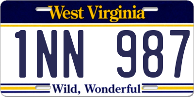 WV license plate 1NN987