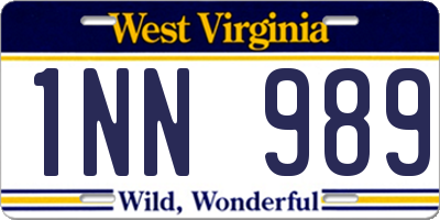 WV license plate 1NN989