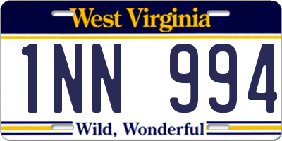 WV license plate 1NN994