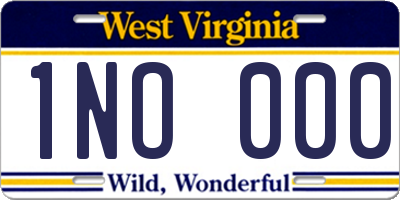 WV license plate 1NO000