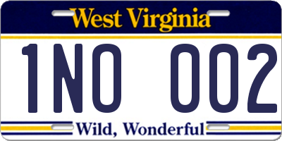 WV license plate 1NO002