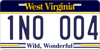 WV license plate 1NO004