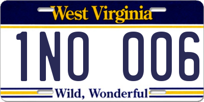 WV license plate 1NO006
