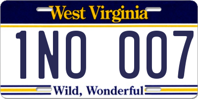 WV license plate 1NO007