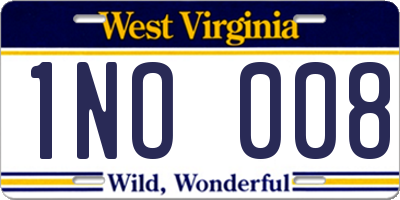 WV license plate 1NO008