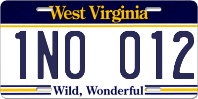 WV license plate 1NO012