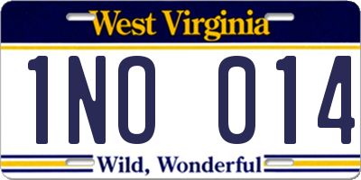 WV license plate 1NO014