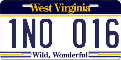WV license plate 1NO016
